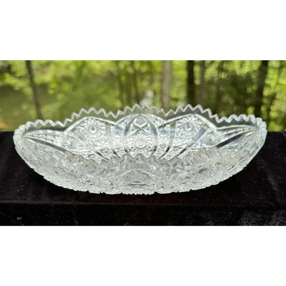 Antique Stunning EAPG Imperial Glass Co Bellaire Celery Dish 1913 Sawtooth -C13
